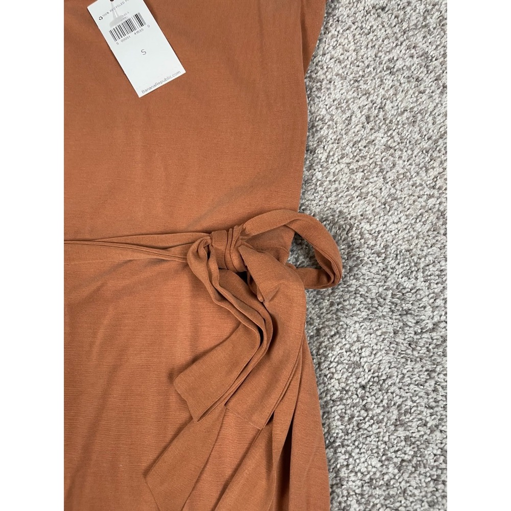 Banana Republic Dress Womens Small Orange Tank Midi Modal Belted Boho Beach NEW - Picture 4 of 11